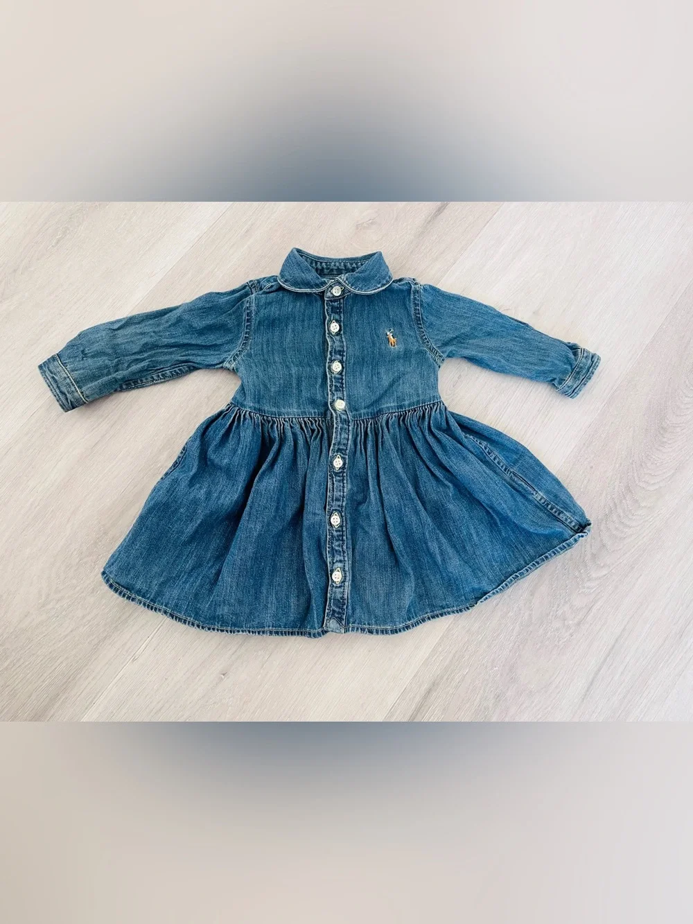 RALPH LAUREN baby girls shorted denim shirt dress